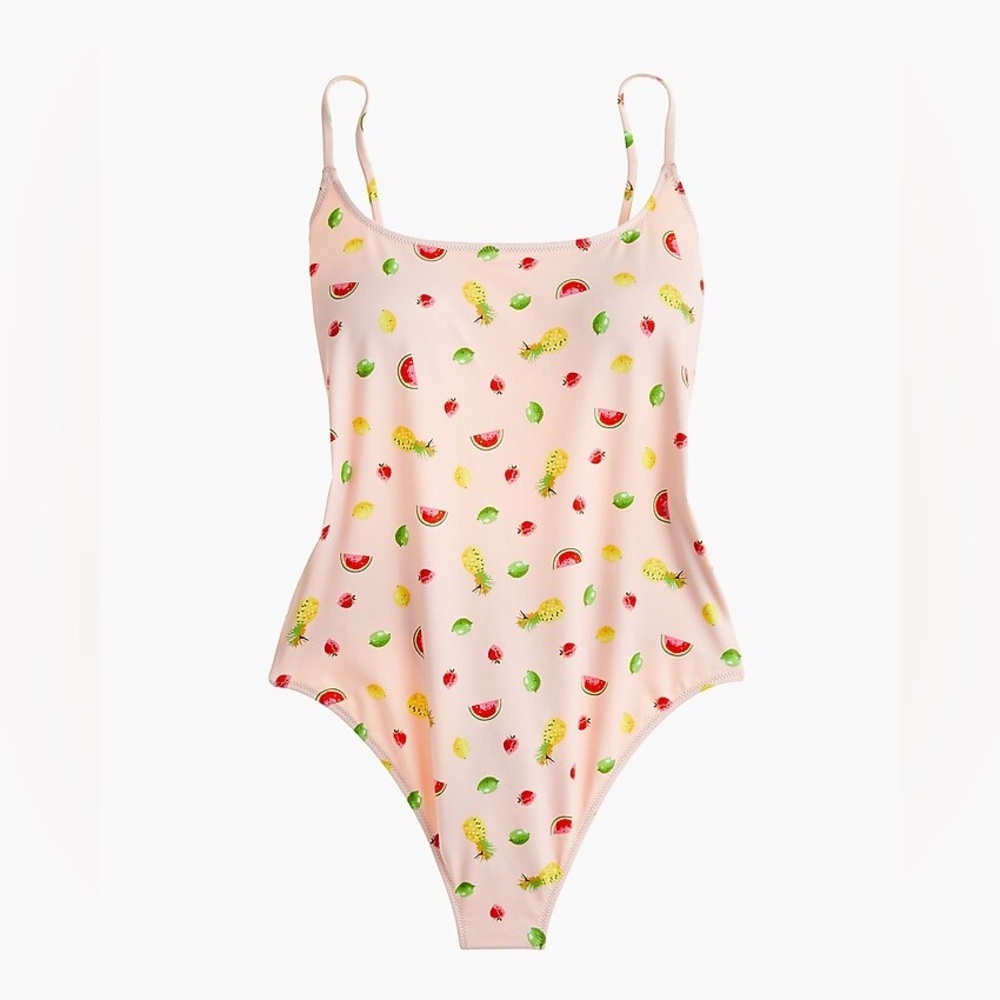 J.Crew Playa Fruit Novelty Print Newport super-scoopback one-piece swimsuit